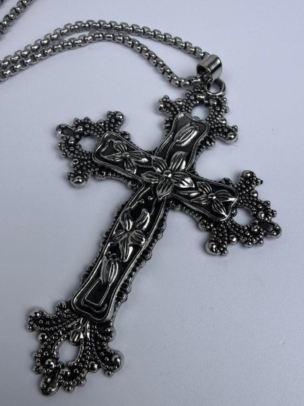Silver cross pendant necklace